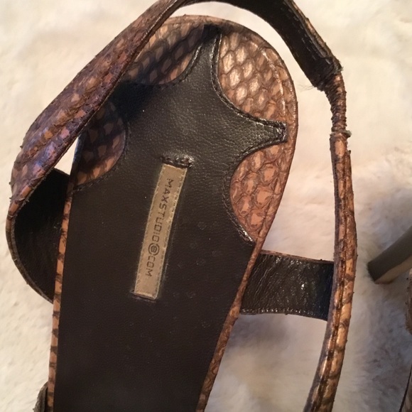Max Studio Brown Snakeskin Slingback Heels 7.5 - Picture 5 of 9